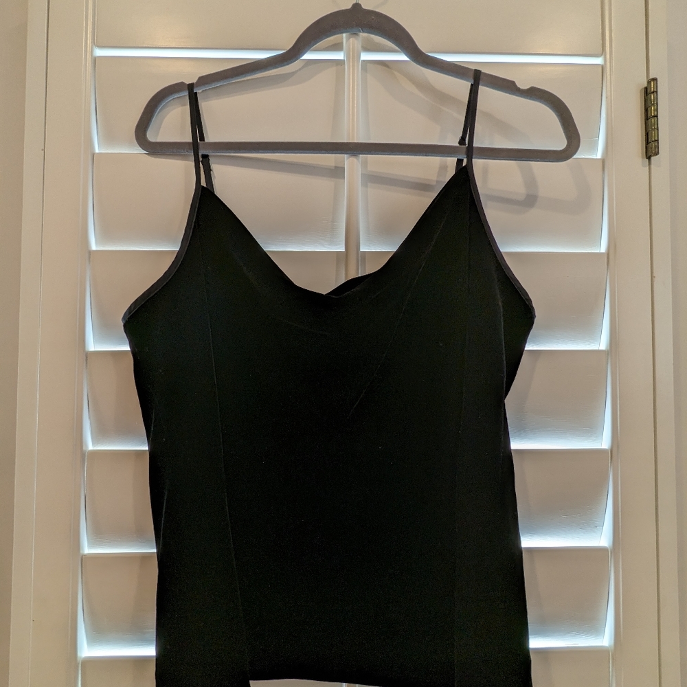 Banana Republic velvet top, spaghetti straps, adjustable sz L, black